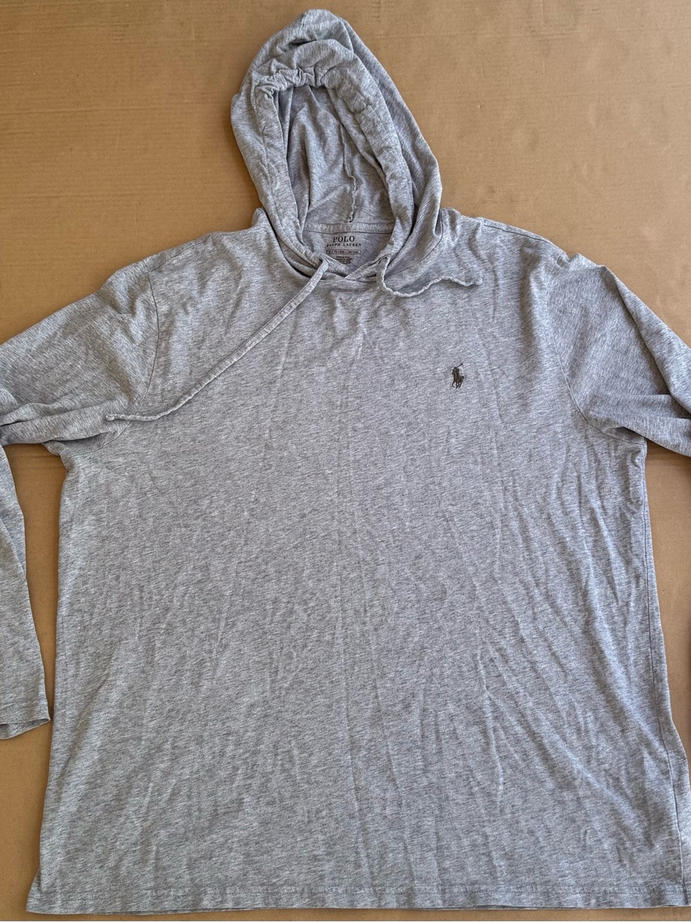 Polo by Ralph Lauren Light Gray Hooded Long-Sleeve Tee Size XL